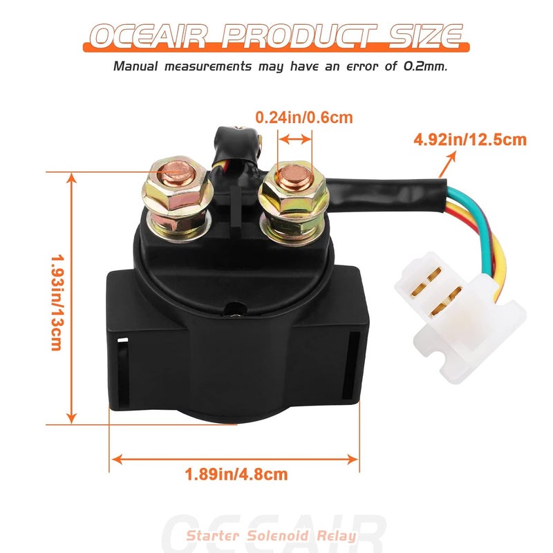 Oceanair Starter Solenoid Relay for Yamaha Warrior 350 1987-2004 Big Bear 350 1987-1999 Wolverine 350 1996-2005 YFM 350 1996-2005 for Honda TRX300 Fourtrax 300 1988-2000 TRX250 1984-1987 Sportrax 2003-2008 - Image 4